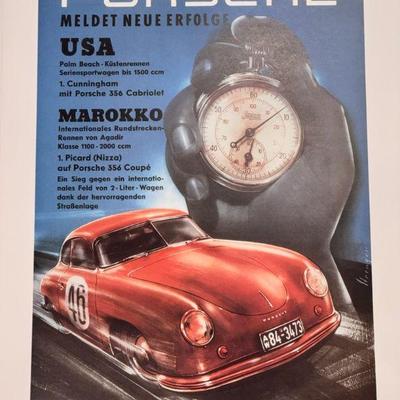 Porsche 356 - First 25 Years Signed And Numbered Print
Signed Erich Strenger. Showroom poster is in German - Meldet Neue Erfolge....