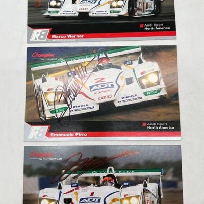 (3) 8” Autographed 2004 Audi Sport Cards ft. Marco Werner, Emanuele Pirro & JJ Lehto
