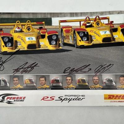 Autographed 14” Porsche RS Spyder 9R6 Photography & Specs
Sascha Maassen, Lucas Luhr, Timo Bernhard, Romain Dumas