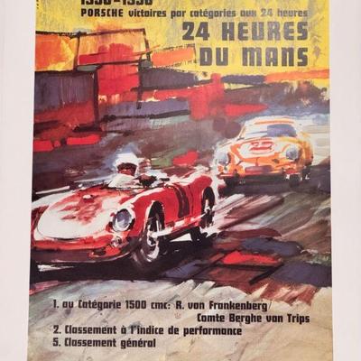 Porsche 1950-1956 Victories Signed And Numbered Print
Heures du Mans. Poster in German. Porsche victories for categories of 24 cars...