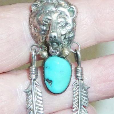 Native American Sterling Turquoise pendant necklace