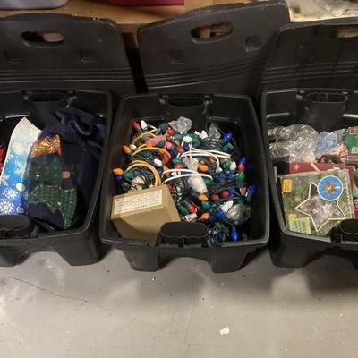 Lot 151 | 3 Bins Of Christmas Lights, Ornaments & More
