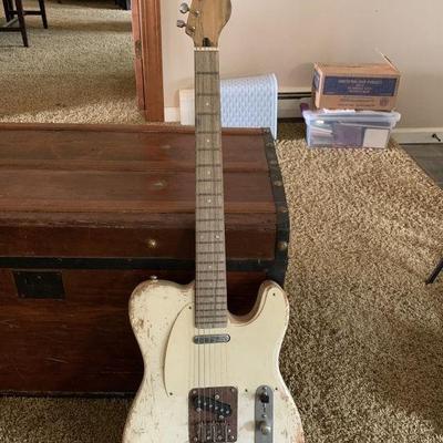 Lot 65 | Vintage Wooden Ivory Painted Acoustic Guitar
