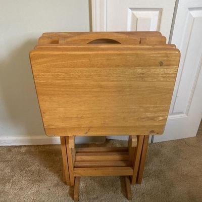Lot 37 | 4 Wood Tray Tables With Stand
