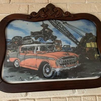 Lot 266 | Antique Carved Wood Frame With Car Art
