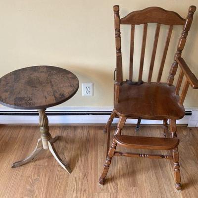 Lot 61 | Vintage High Chair & Side Table
