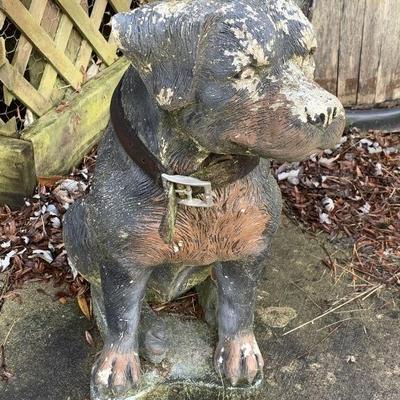 Lot 130 | Vintage Cement Painted Sitting Dog Statue
