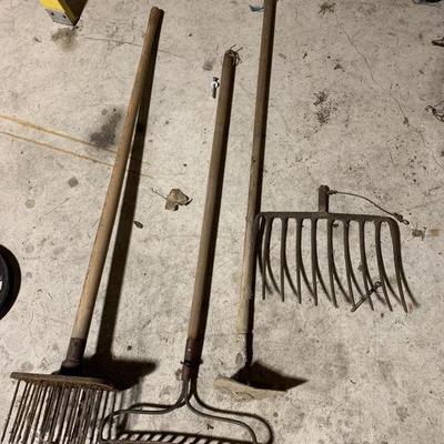 Lot 246 | Lot of Antique Wooden & Metal Yard Tools
