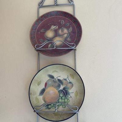 Lot 123 | Vintage Scroll Plate Holder & Two Fruit Plates
