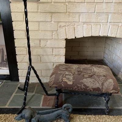 Lot 116 | Cast Iron Dog Boot Scrape, Plant Stand & Stool

