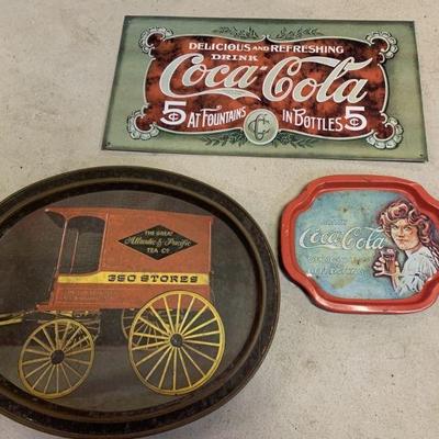 Lot 139 | Coca Cola & Atlantic Pacific Metal Tray & Hanging
