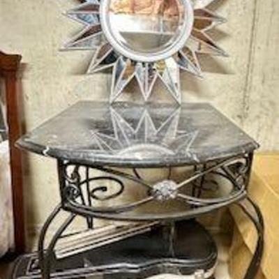 matching end tble marbel & wrought iron