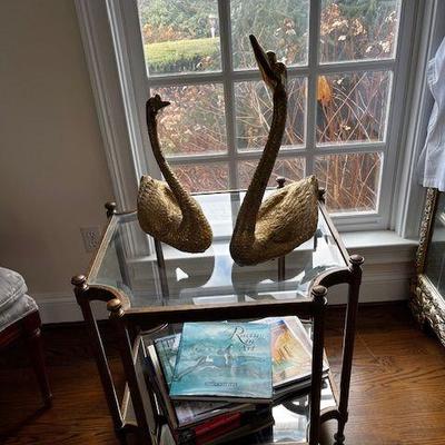 Solid brass Swans