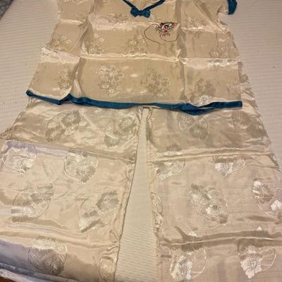 Silk Japanese top,pants,coat and slippers