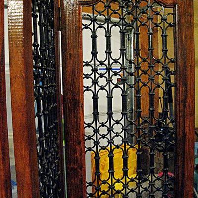 Gorgeous Vintage 3 Panel Room Divider Wrought Iron Solid Wood