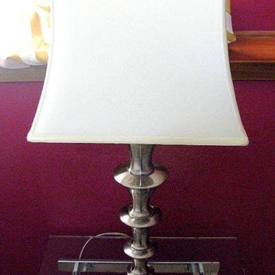 Sale Photo Thumbnail #25: Silver Table Lamp with Fabric Shade