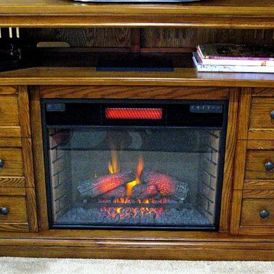 Sale Photo Thumbnail #40: Solid Wood TV Stand with Electric Fireplace Heater w/ Remote