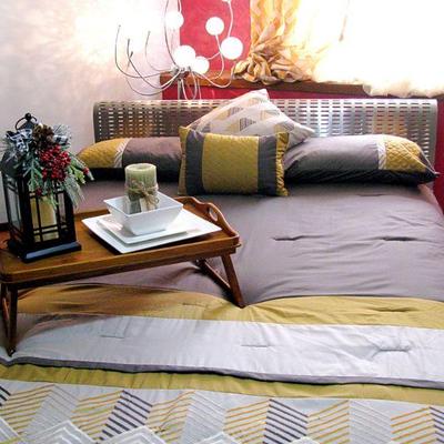 Modern Brushed Platinum Queen Bed / Mattress 
