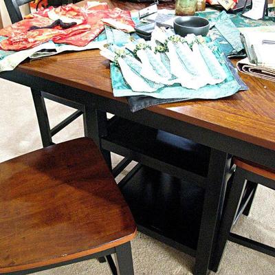 Solid Wood Counter Height Dining Table and 4 Chairs