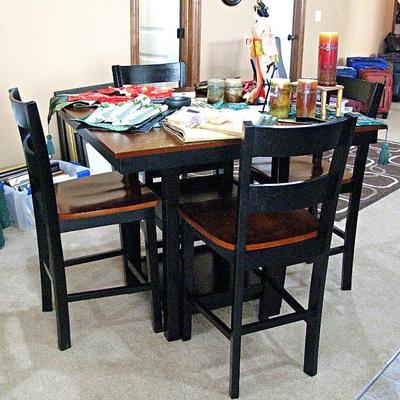 Solid Wood Counter Height Dining Table and 4 Chairs