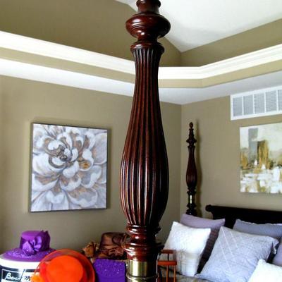 Carved Tall Post King Bed / Mattress Matching Dresser 