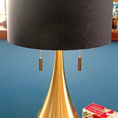 Gold Teardrop Metal Table Lamp with 2 lights and Fabric Shade Set of 2