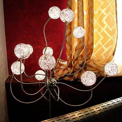  Modern Chrome Mesh Crystal Balls Floor Lamp