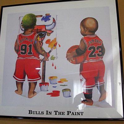 Michael Jordan and Dennis Rodman Signed “Bulls In The Paint” Painting