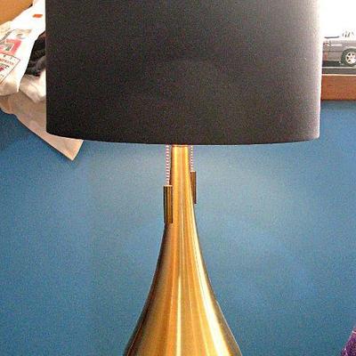 Gold Teardrop Metal Table Lamp with 2 lights and Fabric Shade Set of 2