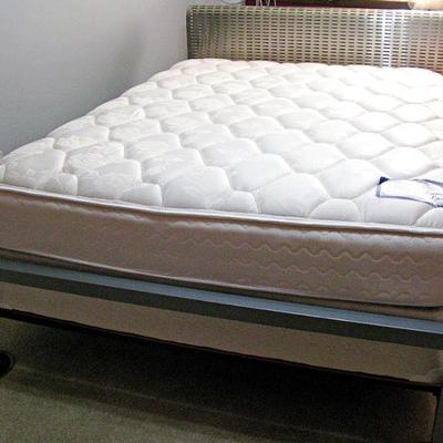 Modern Brushed Platinum Queen Bed / Mattress 