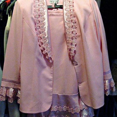 Ballet Pink Designer Suit Jacket and Matching Skirt with Small Pearls and Stones
