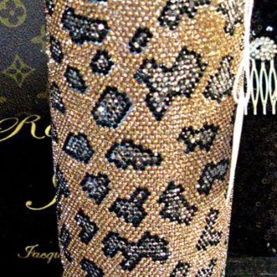 Jacqueline Kent Bubbles & Bling Tumbler Wild Thing Leopard Gold Tone
