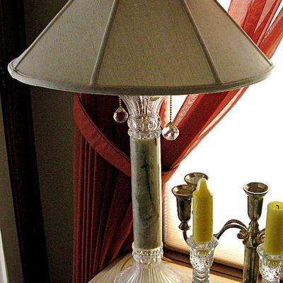 Concord Simone Marble Crystal Column Table Lamp 2 lights Lucite Base Set of 2