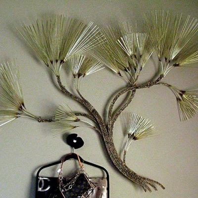 MCM C. Jere Monumental 69” Metal Tree Wall Sculpture “China Pine” Signed