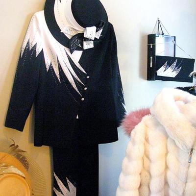 Designer Suit / Hat and Matching Clutch 