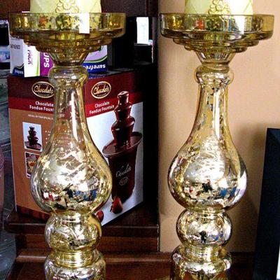 Mercury Glass Candle Holders with Candles