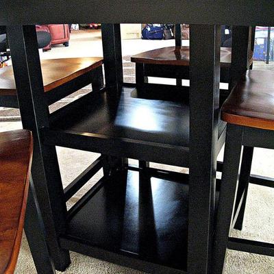 Solid Wood Counter Height Dining Table and 4 Chairs