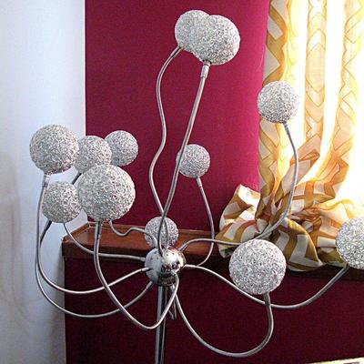  Modern Chrome Mesh Crystal Balls Floor Lamp