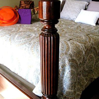 Carved Tall Post King Bed / Mattress Matching Dresser 