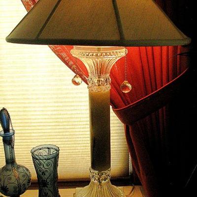Concord Simone Marble Crystal Column Table Lamp 2 lights Lucite Base Set of 2