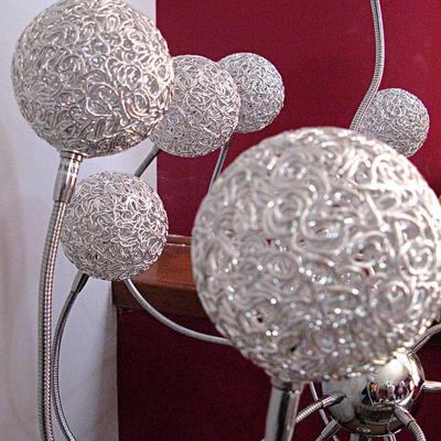  Modern Chrome Mesh Crystal Balls Floor Lamp