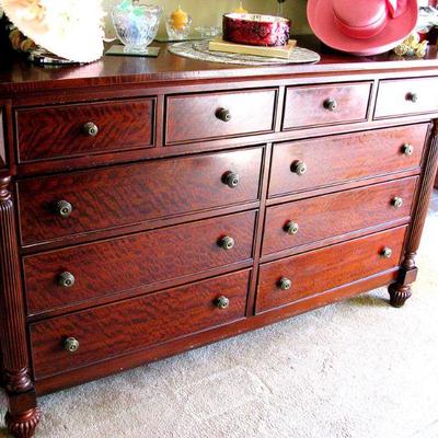 Carved Tall Post King Bed / Mattress (Matching Dresser) 