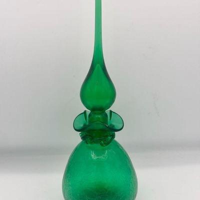 Vintage Crackle Glass Genie Bottle Decanter
