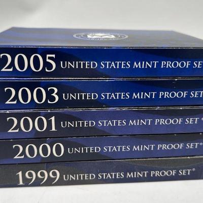 (5) United States Mint Proof Sets 1999S-2005S - 50 Coins Total!
