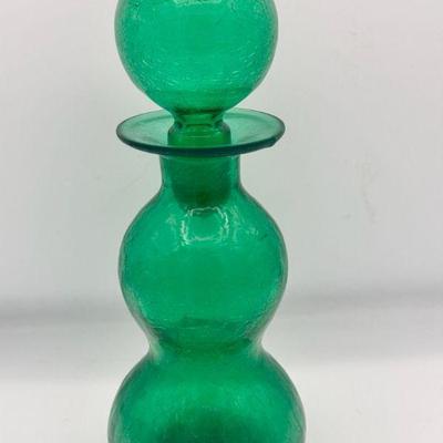 MCM Stacked Bubble Crackle Glass Decanter
