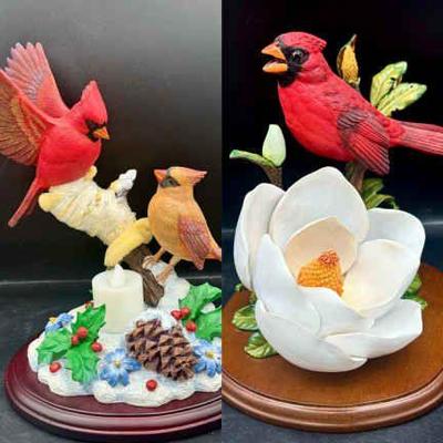 Roger Tory Peterson’s Spring Cardinal By Bob Guge Danbury Mint & Cardinal Couple Figurine
