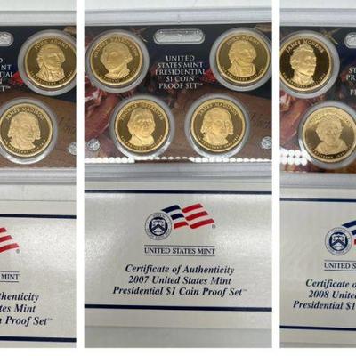 (3) United States Mint Presidential $1 Coin Proof Sets from the 2000s

