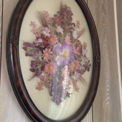 Framed Oval Dome Dried Floral Bouquet #1
