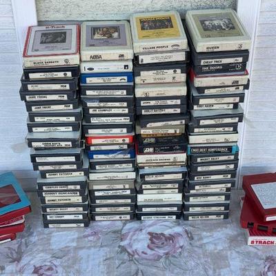 Over 60 8-Tracks
Variety of artists including but not limited to - Bpack Sabbath, ABBA, Village People, Rolling Stones, Molly Hatchet,...