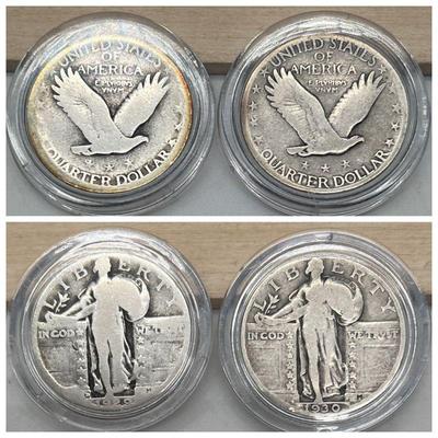 (2) Standing Liberty Quarter Dollars from 1929 & 1930
